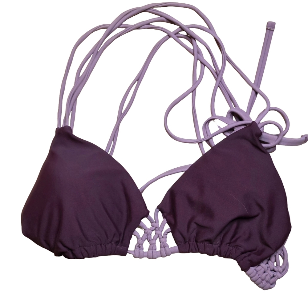 Damsel "EBJ886" Triangle Wrap Tie Bikini Top Plum Purple Size M